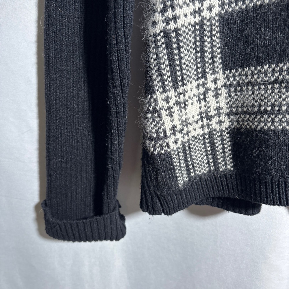 Pendleton Womens Black White Plaid Zip Up Sweater M Silk Angora Cashmere Wool - Picture 7 of 9